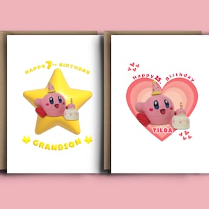 Personalisierte Kirby Geburtstagskarte für Nintendo Kirby Liebhaber Geburtstagskarte Für Gamer Für Bester Freund Für ihn Für Sie
