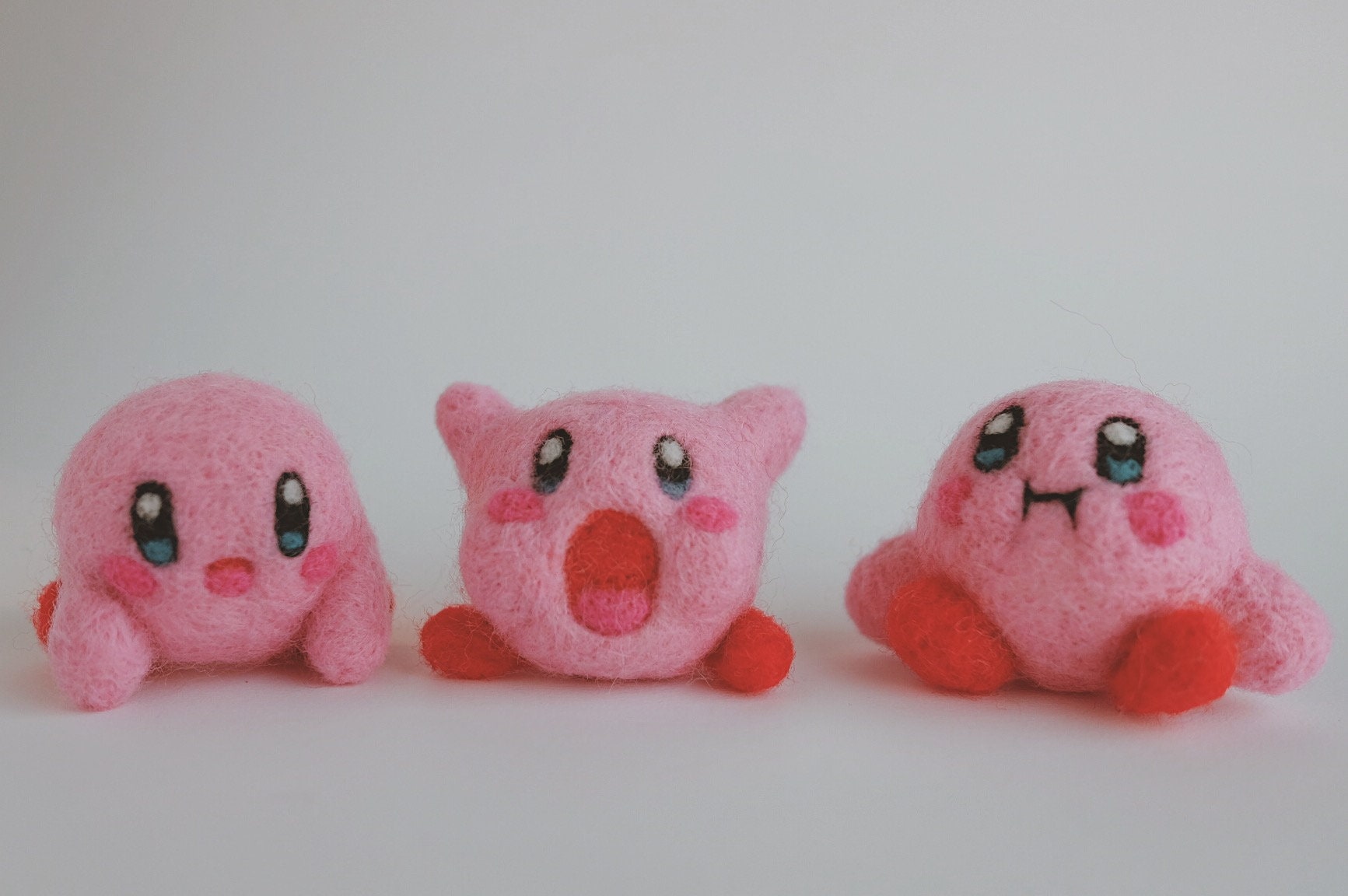 Handcrafted Needle Felted Kirby Adorable Soft Wool Sculpture Etsy