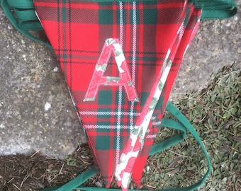 A red, red rose tartan bunting