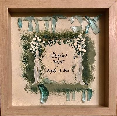 The Dreidel Company Chupah Wedding Glass Jewish Wedding Breaking Glass & Velvet Bag Rainbow Glass 
