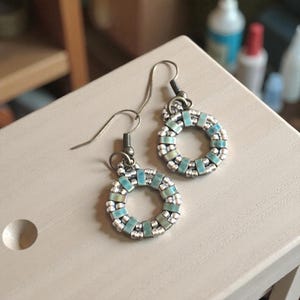 Rainbow Sage Open Circle Half Tila Earrings