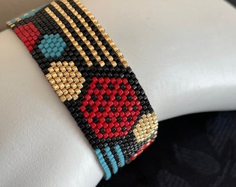 Geometric Hexagons Peyote Stitched Beaded Handmade Bracelet