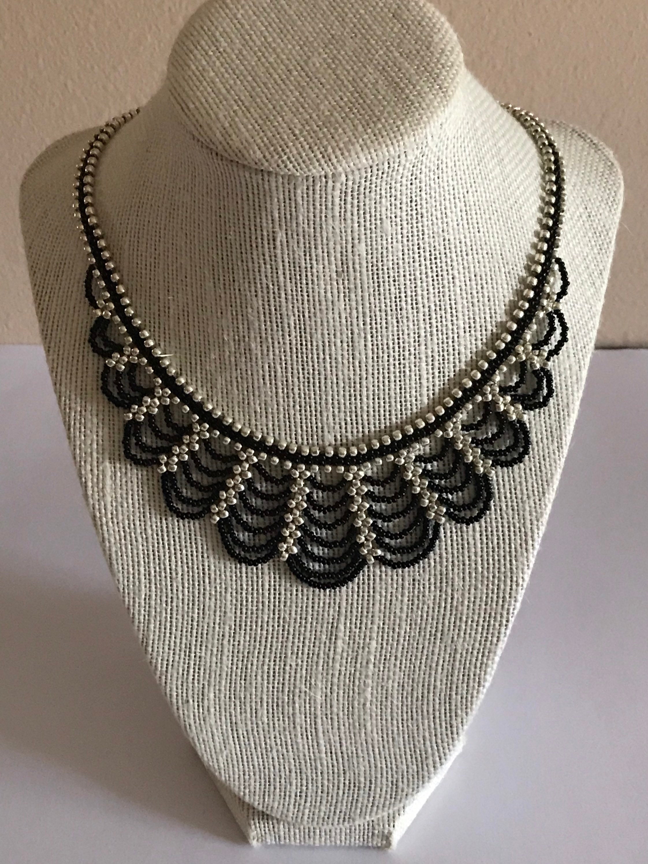 Dissent Collar Beaded Statement Necklace / Black & Silver - Etsy