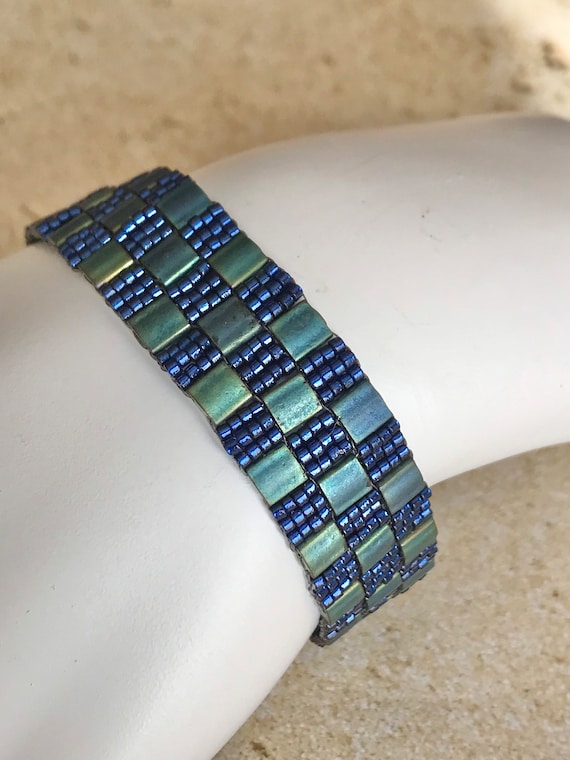 Checkerboard Beaded Bracelet / Everyday Wear / Handmade / Made to Order