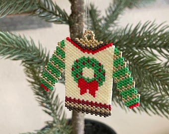 Christmas Wreath Beaded Sweater Ornament