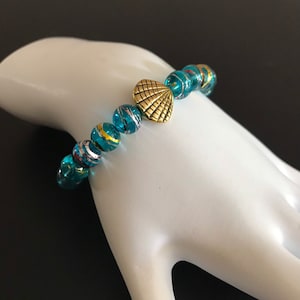 Teal Glass Stretch Bracelet / Beaded Stackable / Multi Layer / Boho Jewelry / 8MM Beads / Handmade Elastic Bracelet