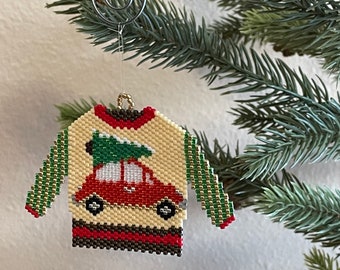 Beaded Sweater Ornament / Christmas Decoration / Home Decor / Window Decoration