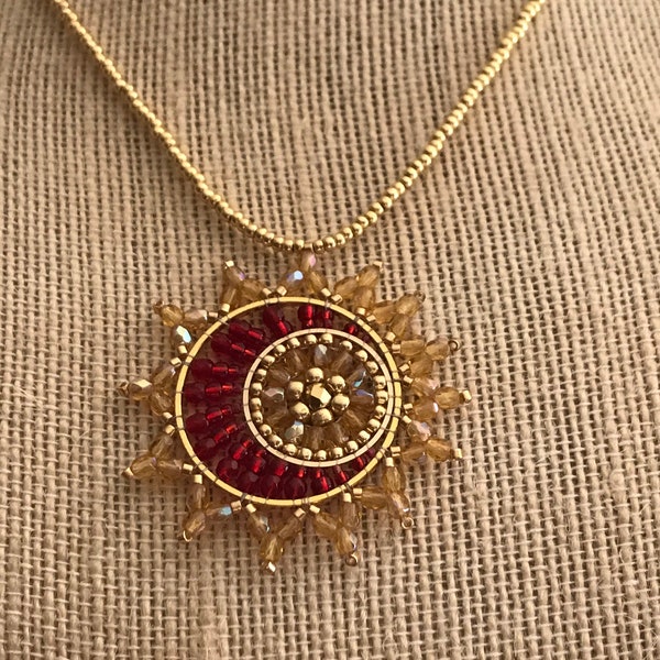 Sun & Moon Beaded Celestial Statement Necklace.