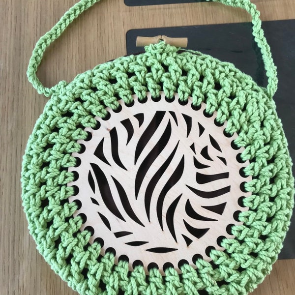 Sac en Coton au Crochet Bois Vert Rond