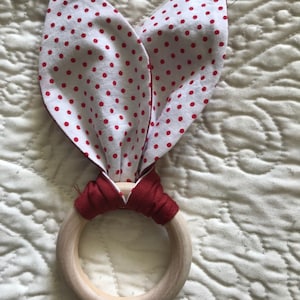 Baby dentition ring in beech wood and fabric Several styles