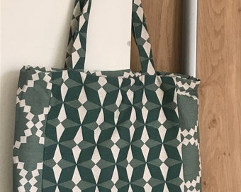 Canvas Besace shoulder bag Green patterns