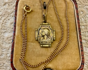 フランス製 1930年代 アールデコ 金メッキ メダリオン ペンダント 