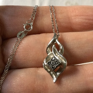 Genuine White/Black Diamonds Vintage Pendant Necklace - Elegant Design - Chain - Luxury French Vintage - Authentic Diamonds - from France