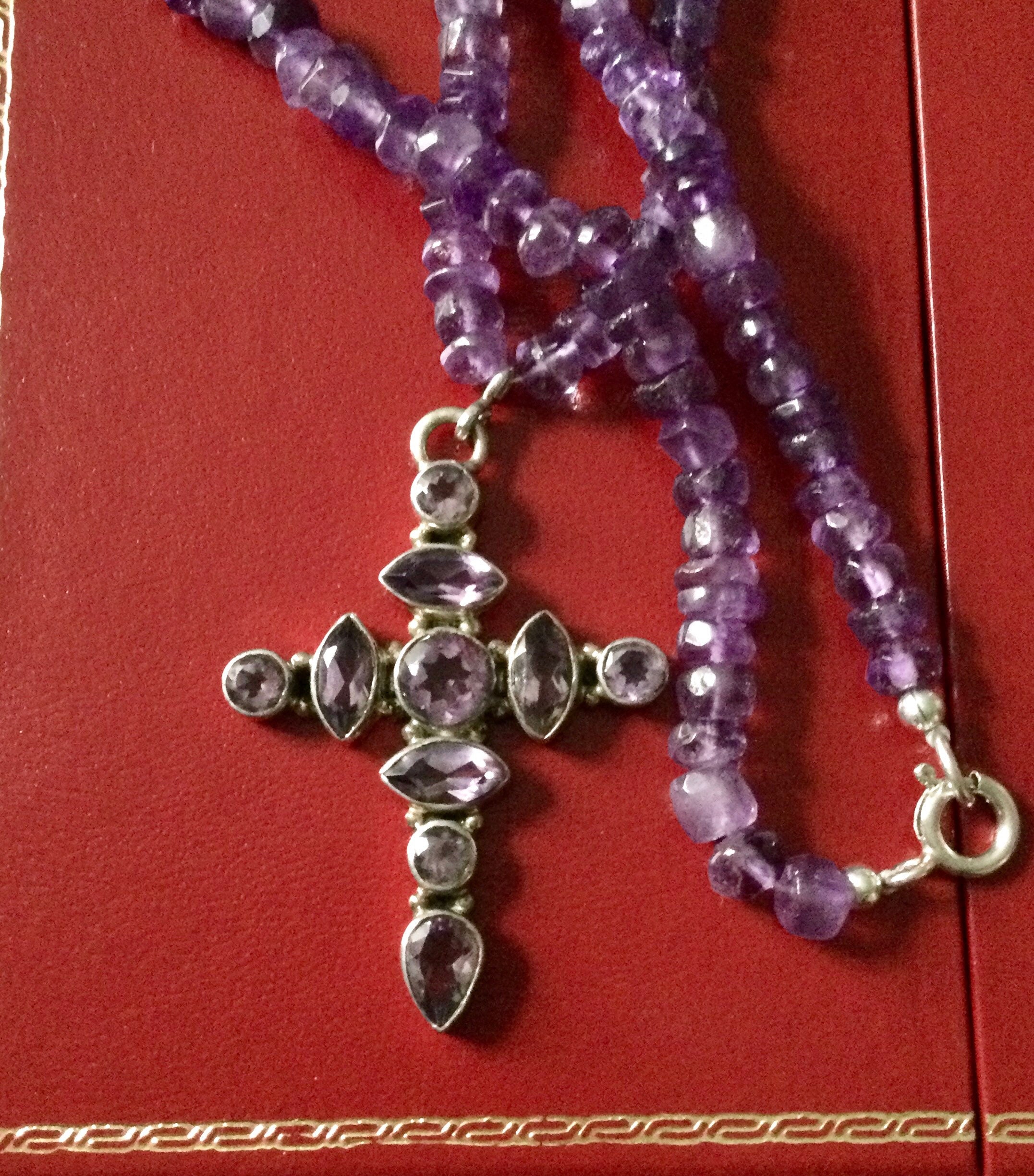 sterling silver amethyst flower cross necklace sterling silver amethyst flower cross necklace