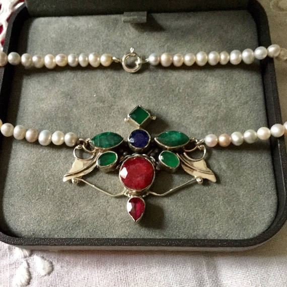 UNIQUE VINTAGE DESIGNER Emerald, Ruby, Sapphire, … - image 1