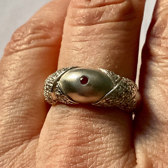 NATURAL RUBY STERLING Solitaire Large Vintage Rin… - image 2