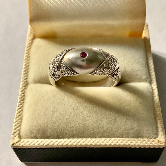 NATURAL RUBY STERLING Solitaire Large Vintage Rin… - image 5