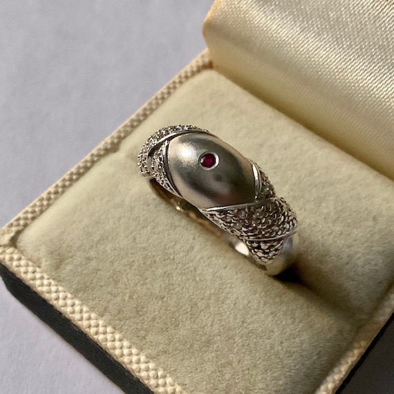 NATURAL RUBY STERLING Solitaire Large Vintage Rin… - image 8