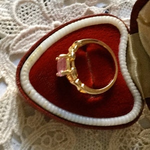 PINK SAPPHIRE Vermeil Gold / Sterling Vintage Ring- Natural Pink Sapphire - Elegant Vintage Design Ring - Luxury Jewel from France image 4