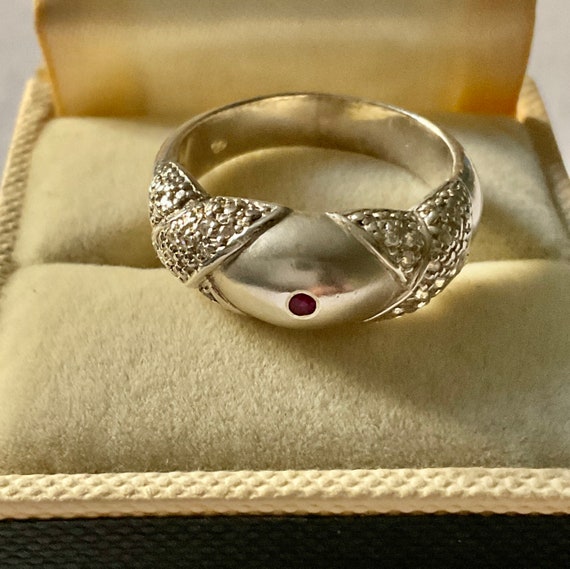 NATURAL RUBY STERLING Solitaire Large Vintage Rin… - image 6