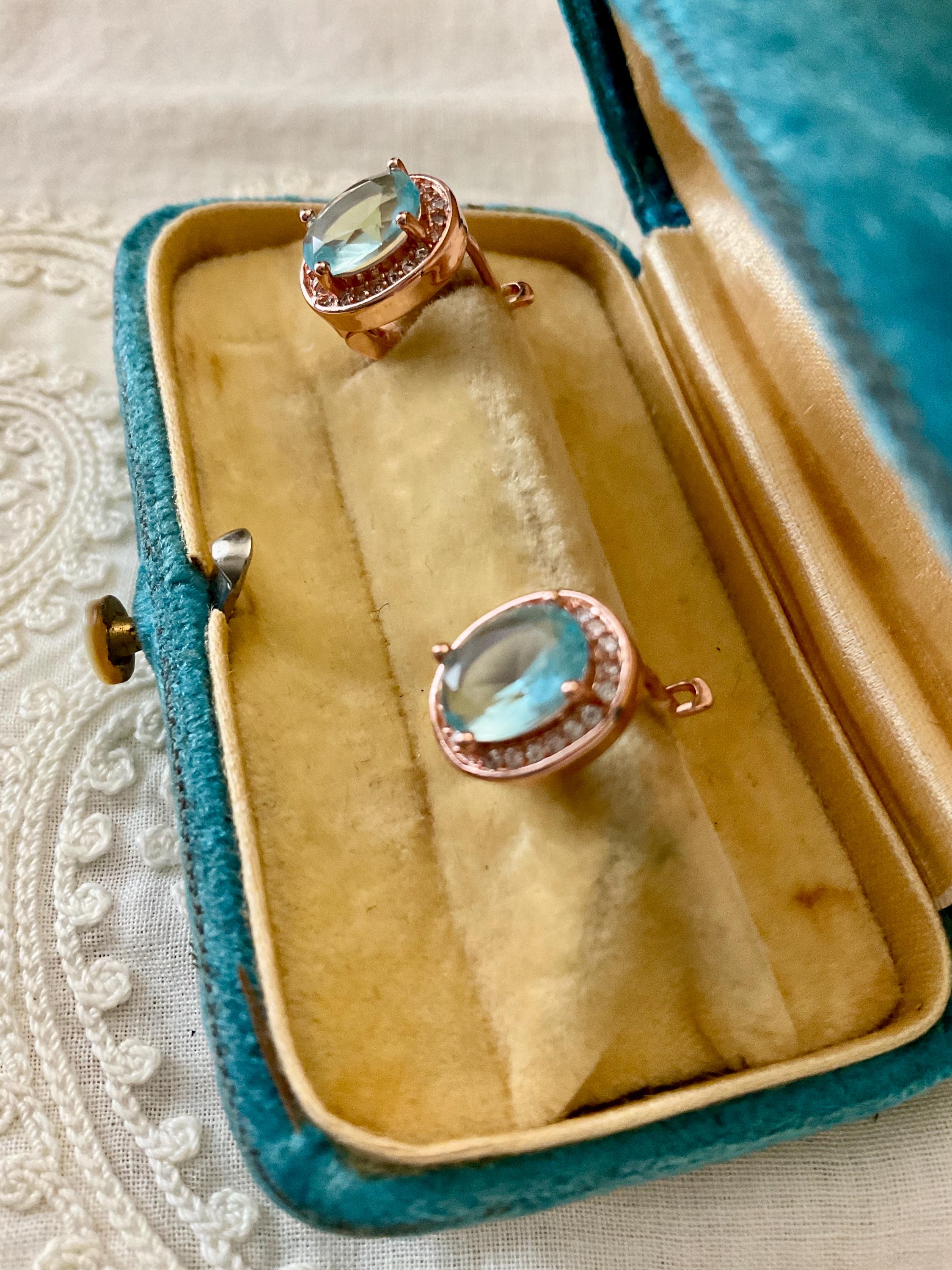 Orecchini Pendenti In Opale Rosa, Topazio Blu, Zirconia - Foto 10