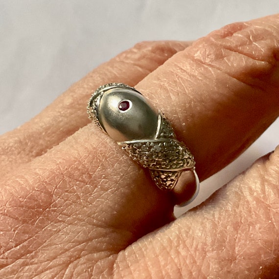 NATURAL RUBY STERLING Solitaire Large Vintage Rin… - image 3