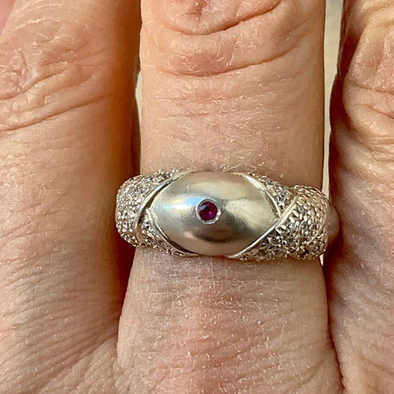 NATURAL RUBY STERLING Solitaire Large Vintage Rin… - image 7