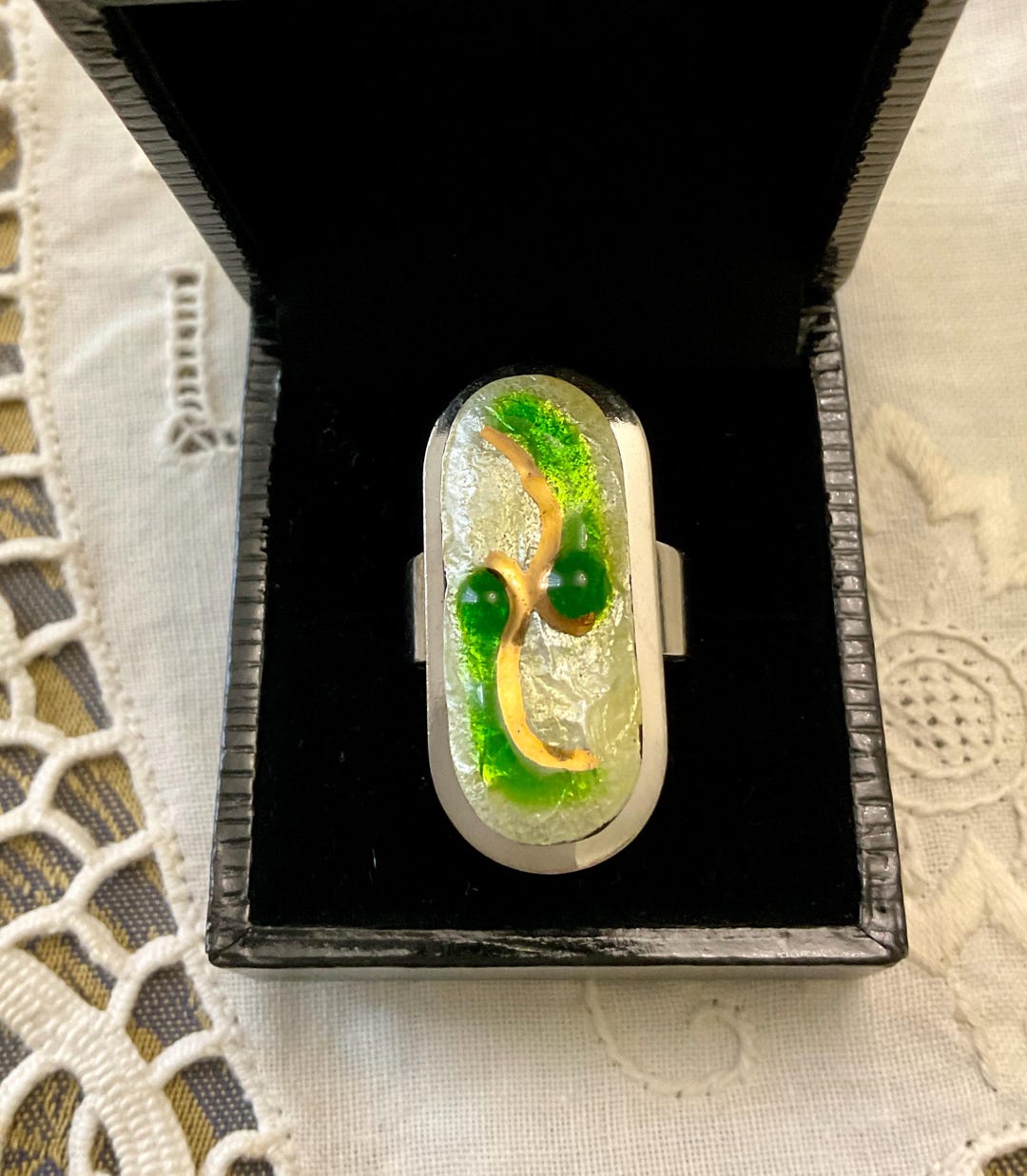 Unique Enamel Rings FRANCE MODERNIST Enamel Vintage Ring- Unique Artist Jewel- Authentic ...