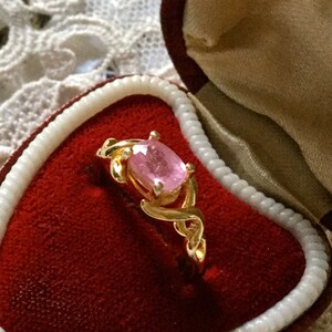PINK SAPPHIRE Vermeil Gold / Sterling Vintage Ring- Natural Pink Sapphire - Elegant Vintage Design Ring - Luxury Jewel from France image 3