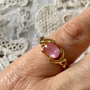 PINK SAPPHIRE Vermeil Gold / Sterling Vintage Ring- Natural Pink Sapphire - Elegant Vintage Design Ring - Luxury Jewel from France image 8