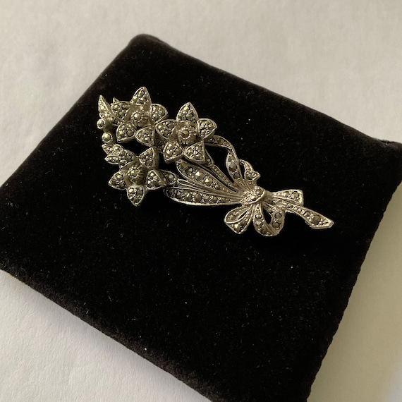 Broche Ancienne Art Déco Années 1930 - Trèfle Porte-bonheur En Marcassite