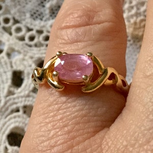 PINK SAPPHIRE Vermeil Gold / Sterling Vintage Ring- Natural Pink Sapphire - Elegant Vintage Design Ring - Luxury Jewel from France image 1