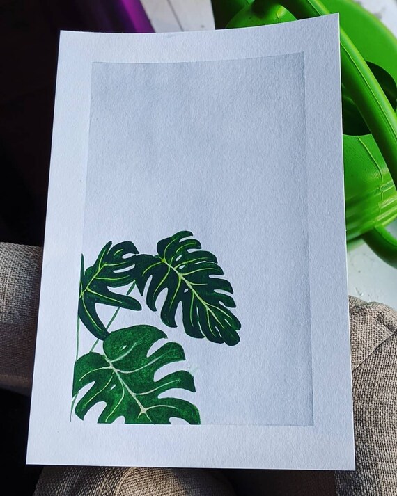 Original Monstera Leaf Watercolor And Gouache Painting | Etsy