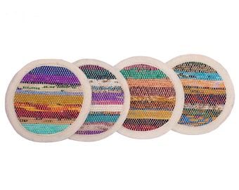 Handmade Coasters, Upcycled and Ethically Made, Four for 10dollars