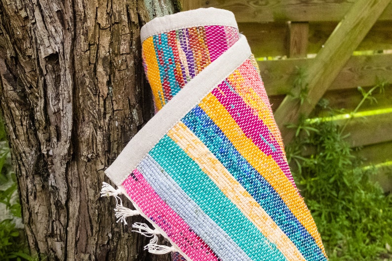 Extra padded Yoga and Meditation Mat, Cotton and Upcycled bild 2