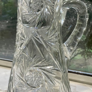 American Brilliant Period (ABP) cut crystal/glass Pitcher/Jug/Tankard,  Empire Cut Glass Company (Beaufort)