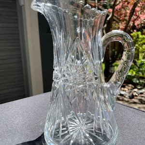 American Brilliant Period (ABP) cut crystal/glass Pitcher/Jug/Tankard Signed Birks