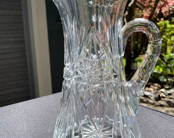 American Brilliant Period (ABP) cut crystal/glass Pitcher/Jug/Tankard Signed Birks