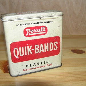 Vintage Rexall Quik-bands Plastic Bandages Tin Container - Etsy