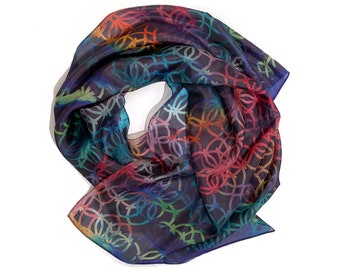 Rainbow in Black Baorque, Silk Habotai Scarf