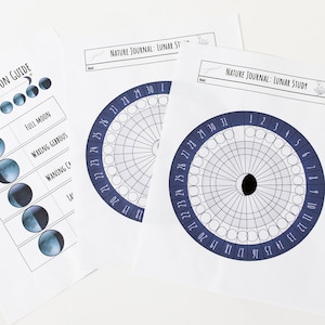 Maanfenologiewiel en vrije maanfasegids | Insteek voor Bullet of Nature Journal | Direct downloaden, afdrukbaar
