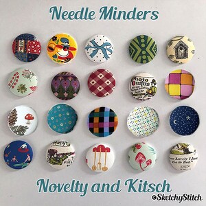 Novelty Print Needle Minder: Embroidery Notion made with Vintage and Modern Fabric