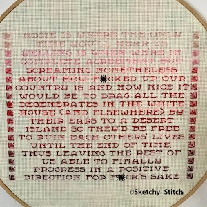 PATROON Thuis is waar... Rant Sampler Instant PDF Download NSFW politiek kruissteekpatroon