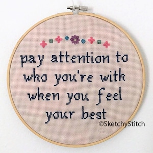 Pay Attention (PDF Download) Modern Empowering Cross Stitch Pattern