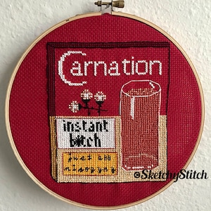 PATROON Anjer Instant Bitch / Instant PDF Download / Subversief Feministisch Kruissteekpatroon