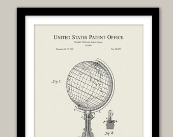 Terrestrial Sidereal Globe Patent Printable Astronomer Gift Idea Terrestrial Globe DIGITAL DOWNLOAD - Globe Blueprint Armillary Sphere