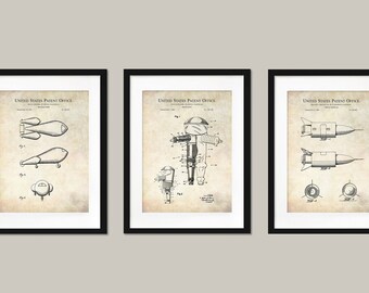 Vintage monocycle Vintage submarine Early flight patent 3 Print Set STEAMPUNK COLLECTION Unicycle Antique flying machine