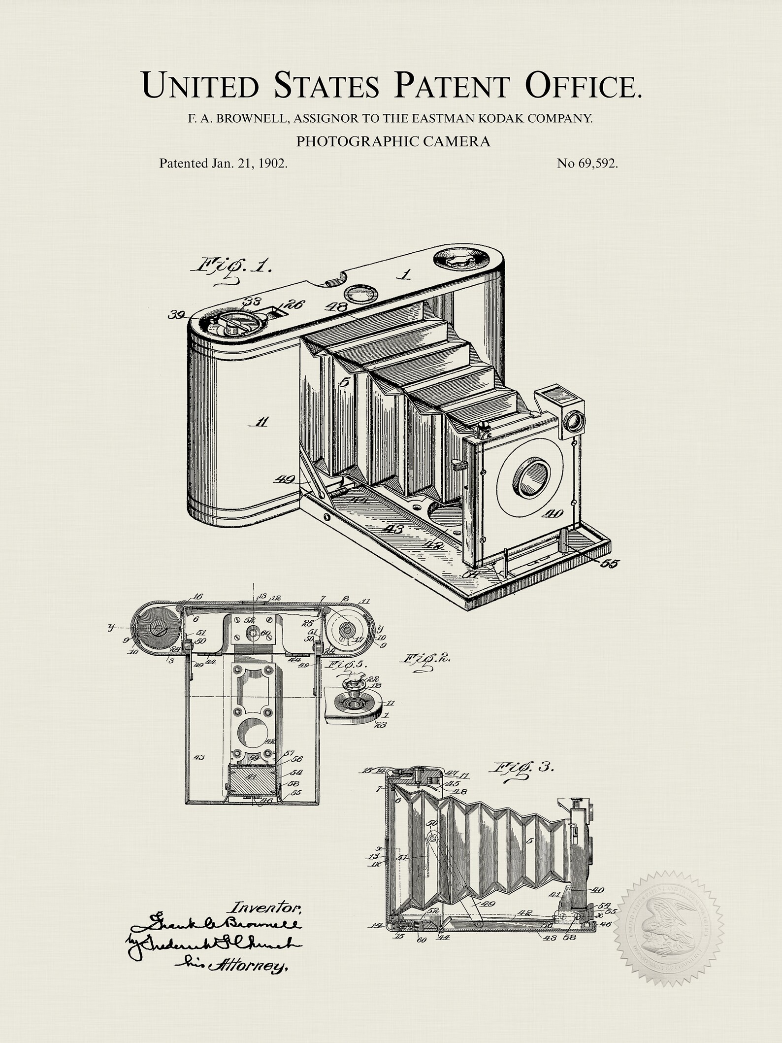 1902 KODAK CAMERA Patent Vintage Camera Print Antique Still Etsy