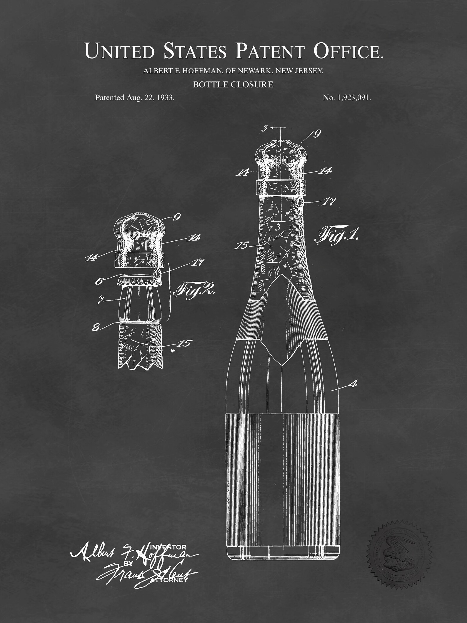 1893 VINTAGE CHAMPAGNE BOTTLE Patent Print Antique sparkling Etsy