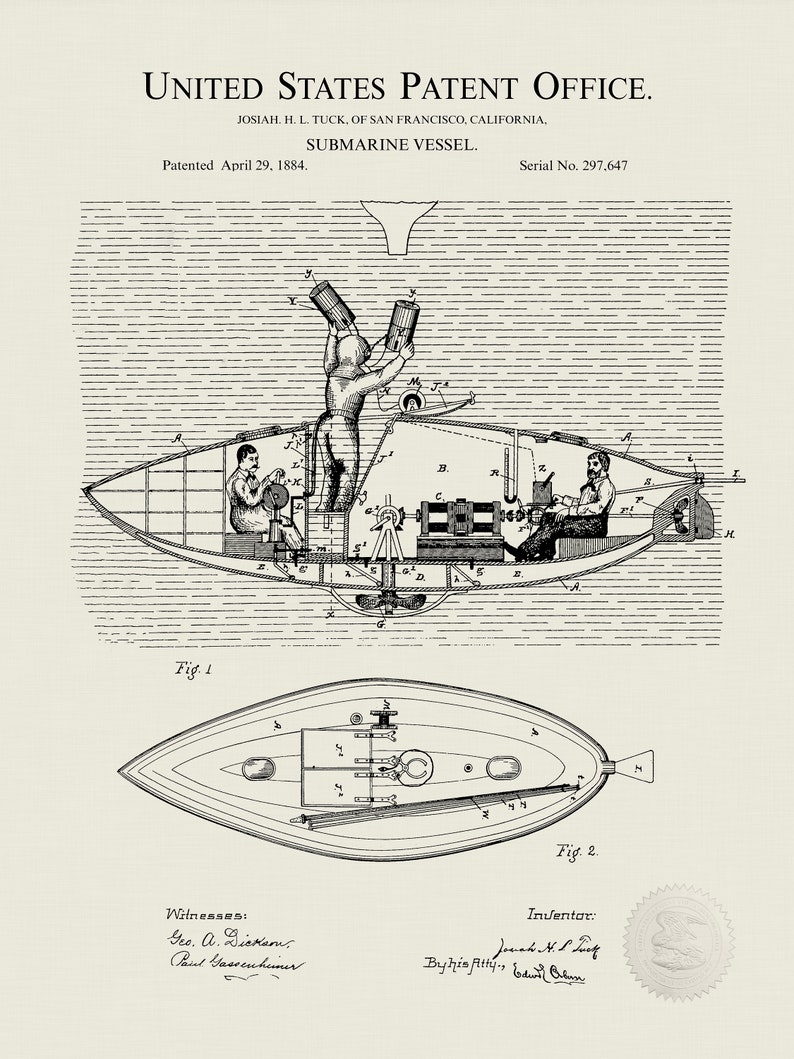 Vintage monocycle Vintage submarine Early flight patent 3 Print Set STEAMPUNK COLLECTION Unicycle Antique flying machine